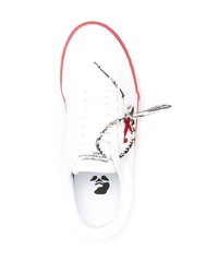 weiße und rote Segeltuch niedrige Sneakers von Off-White