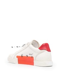 weiße und rote Segeltuch niedrige Sneakers von Off-White