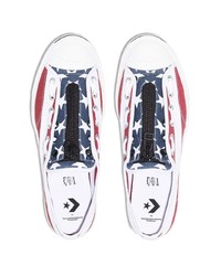 weiße und rote Segeltuch niedrige Sneakers von Converse
