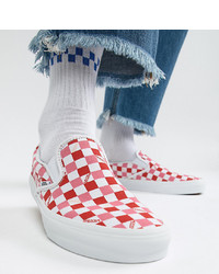 weiße und rote Slip-On Sneakers