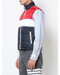 weiße und rote und dunkelblaue ärmellose Jacke von Thom Browne