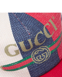 weiße und rote und dunkelblaue Baseballkappe von Gucci