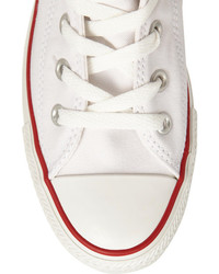 weiße und rote und dunkelblaue hohe Sneakers aus Segeltuch von Converse