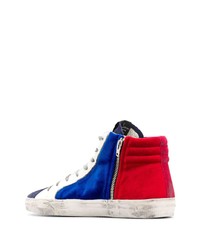 weiße und rote und dunkelblaue hohe Sneakers aus Segeltuch von Golden Goose