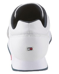 weiße und rote und dunkelblaue horizontal gestreifte niedrige Sneakers von Tommy Hilfiger