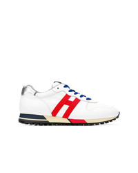 weiße und rote und dunkelblaue niedrige Sneakers von Hogan