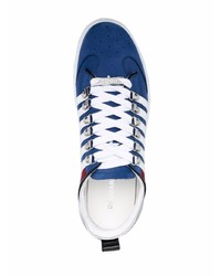 weiße und rote und dunkelblaue Segeltuch niedrige Sneakers von DSQUARED2