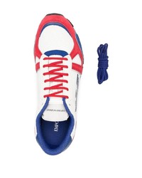 weiße und rote und dunkelblaue Sportschuhe von Emporio Armani
