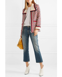 weiße und rote und dunkelblaue Tweed-Jacke von Gucci