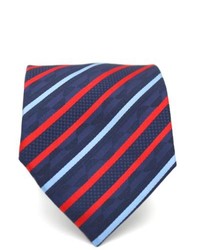 weiße und rote und dunkelblaue vertikal gestreifte Krawatte