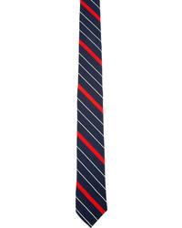 weiße und rote und dunkelblaue vertikal gestreifte Krawatte von Thom Browne