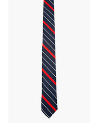 weiße und rote und dunkelblaue vertikal gestreifte Krawatte von Thom Browne