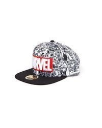 weiße und schwarze bedruckte Baseballkappe von Marvel