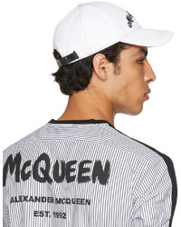 weiße und schwarze bedruckte Baseballkappe von Alexander McQueen