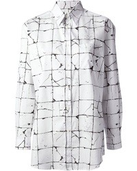 weiße und schwarze bedruckte Bluse mit Knöpfen von Jean Paul Gaultier