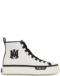 weiße und schwarze bedruckte hohe Sneakers aus Leder von Amiri
