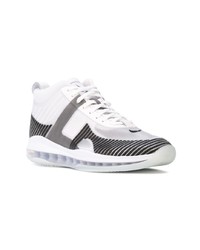 weiße und schwarze bedruckte hohe Sneakers aus Leder von Nike
