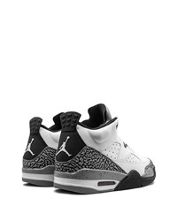 weiße und schwarze bedruckte hohe Sneakers aus Leder von Jordan