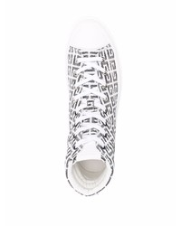 weiße und schwarze bedruckte hohe Sneakers aus Segeltuch von Givenchy
