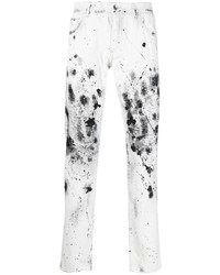 weiße und schwarze bedruckte Jeans von Dolce & Gabbana