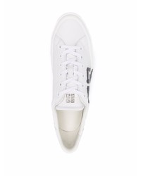 weiße und schwarze bedruckte Leder niedrige Sneakers von Givenchy