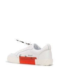 weiße und schwarze bedruckte Leder niedrige Sneakers von Off-White