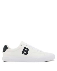 weiße und schwarze bedruckte Leder niedrige Sneakers von BOSS