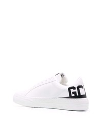 weiße und schwarze bedruckte Leder niedrige Sneakers von Gcds