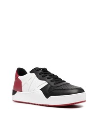 weiße und schwarze bedruckte Leder niedrige Sneakers von Armani Exchange