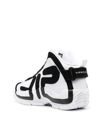 weiße und schwarze bedruckte Leder niedrige Sneakers von Y/Project