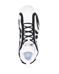 weiße und schwarze bedruckte Leder niedrige Sneakers von Y/Project