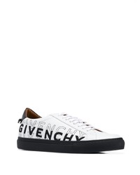 weiße und schwarze bedruckte Leder niedrige Sneakers von Givenchy