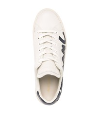 weiße und schwarze bedruckte Leder niedrige Sneakers von Paul Smith