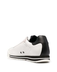 weiße und schwarze bedruckte Leder niedrige Sneakers von Salvatore Ferragamo