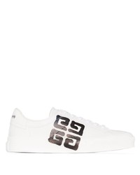 weiße und schwarze bedruckte Leder niedrige Sneakers von Givenchy