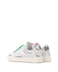 weiße und schwarze bedruckte Leder niedrige Sneakers von Off-White