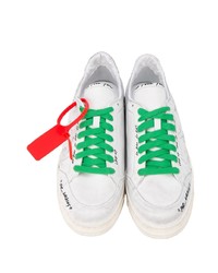 weiße und schwarze bedruckte Leder niedrige Sneakers von Off-White