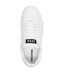 weiße und schwarze bedruckte Leder niedrige Sneakers von DSQUARED2