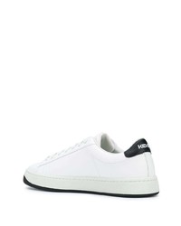 weiße und schwarze bedruckte Leder niedrige Sneakers von Kenzo