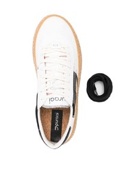 weiße und schwarze bedruckte Leder niedrige Sneakers von Puraai