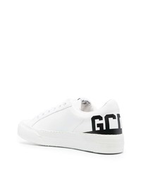 weiße und schwarze bedruckte Leder niedrige Sneakers von Gcds