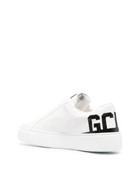 weiße und schwarze bedruckte Leder niedrige Sneakers von Gcds