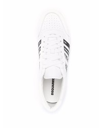 weiße und schwarze bedruckte Leder niedrige Sneakers von DSQUARED2