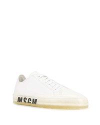 weiße und schwarze bedruckte Leder niedrige Sneakers von MSGM