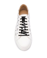 weiße und schwarze bedruckte Leder niedrige Sneakers von MCM