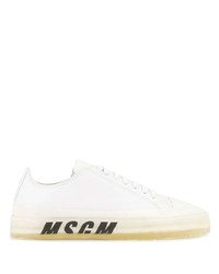 weiße und schwarze bedruckte Leder niedrige Sneakers von MSGM