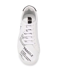 weiße und schwarze bedruckte Leder niedrige Sneakers von N°21