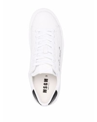 weiße und schwarze bedruckte Leder niedrige Sneakers von MSGM