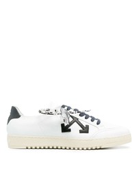 weiße und schwarze bedruckte Leder niedrige Sneakers von Off-White