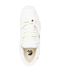 weiße und schwarze bedruckte Leder niedrige Sneakers von Off-White